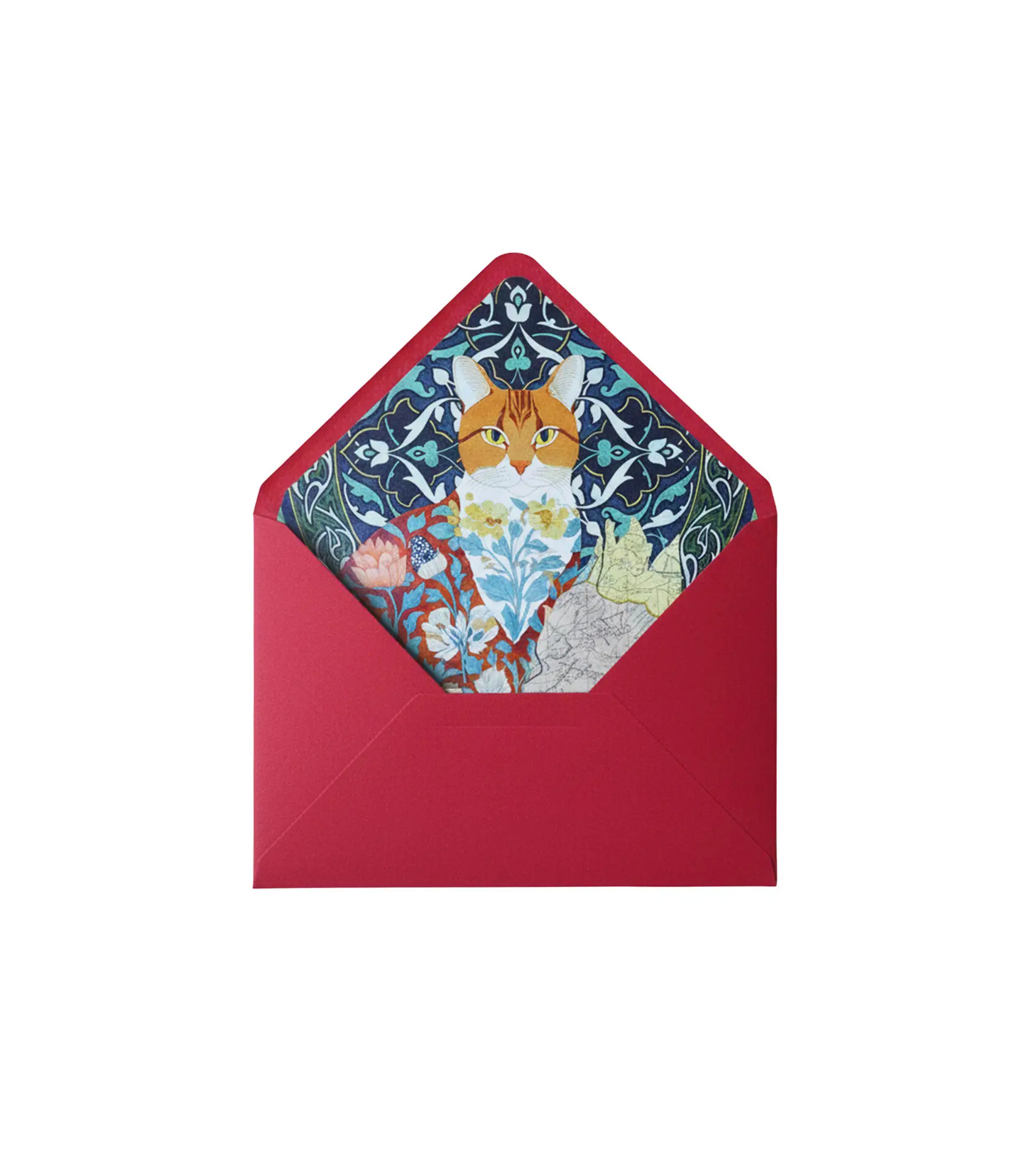 BZN3006 Kedi Desenli Kırmızı Zarf - Görsel 1