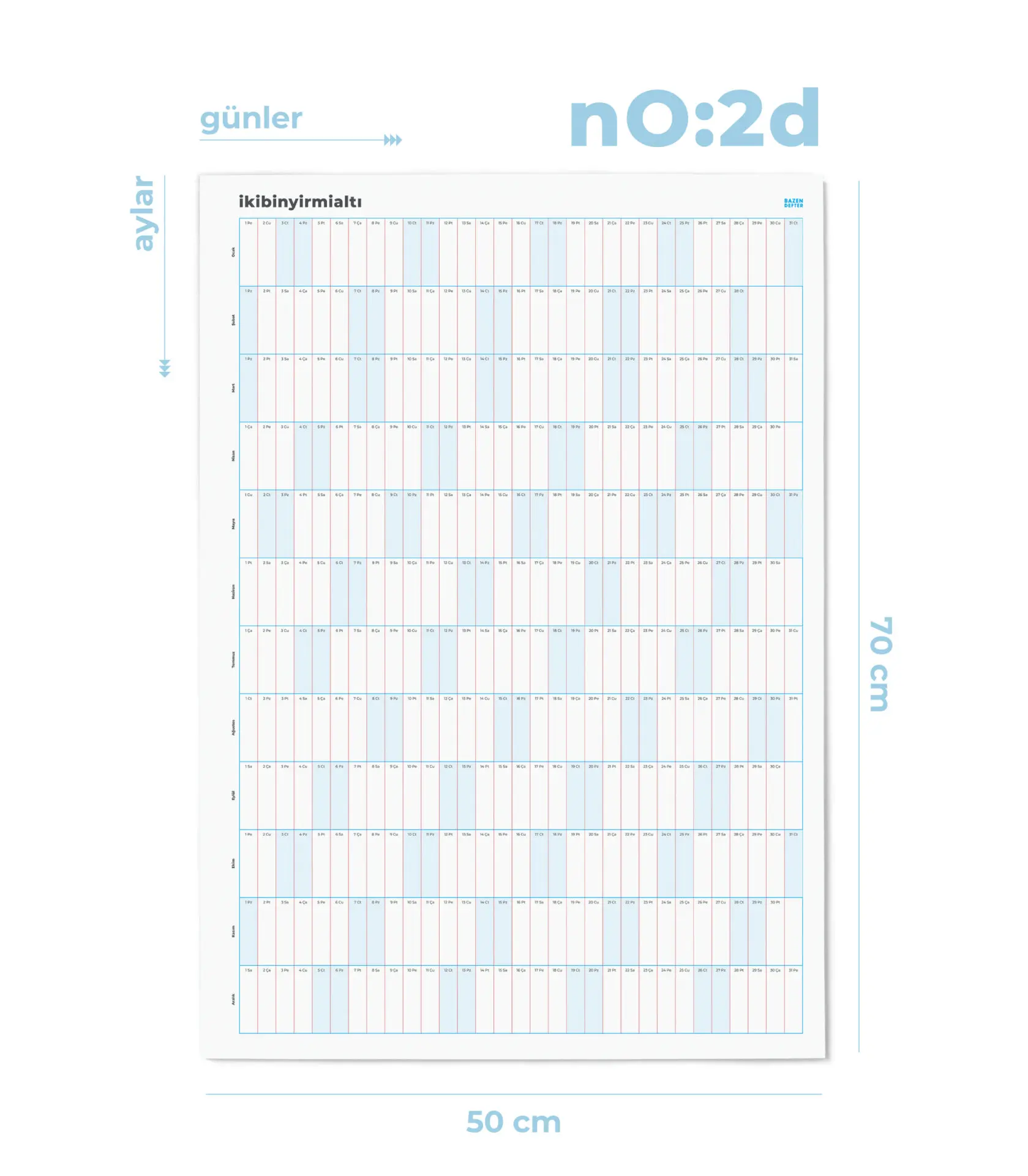 bzn_plan_no2d-2 Dikey 50x70cm Yıllık Planlayıcı Poster No:2 - Görsel 1
