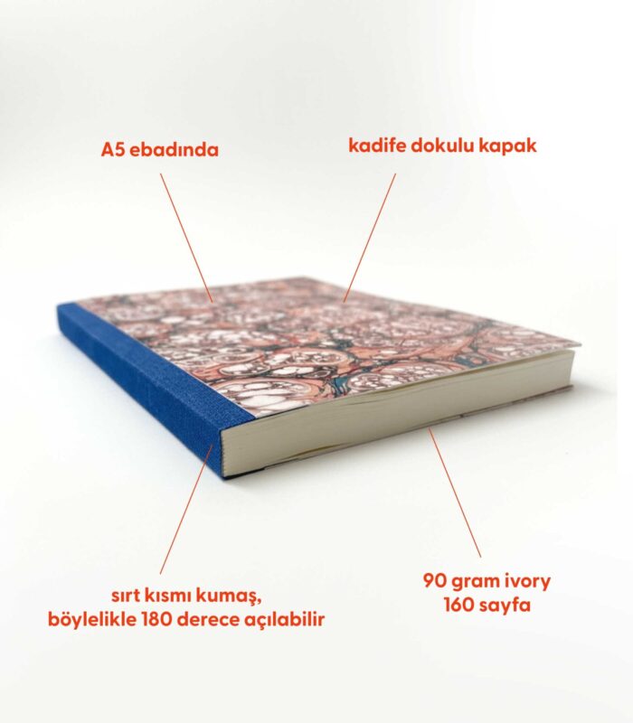 Ebru Desenli Sırtı Bez Ciltli Defter No: AE01 - Görsel 2
