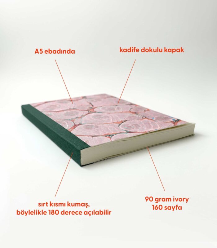Ebru Desenli Sırtı Bez Ciltli Defter No: AE02 - Görsel 2