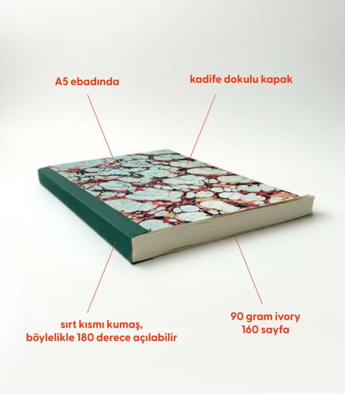 Ebru Desenli Sırtı Bez Ciltli Defter No: AE03 - Görsel 2