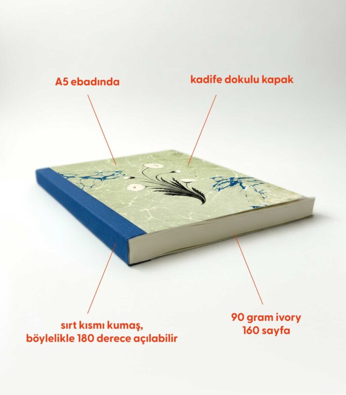 Ebru Desenli Sırtı Bez Ciltli Defter No: AE04 - Görsel 2