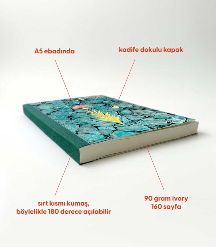 Ebru Desenli Sırtı Bez Ciltli Defter No: AE05 - Görsel 2