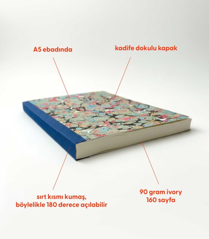 Ebru Desenli Sırtı Bez Ciltli Defter No: AE06 - Görsel 2