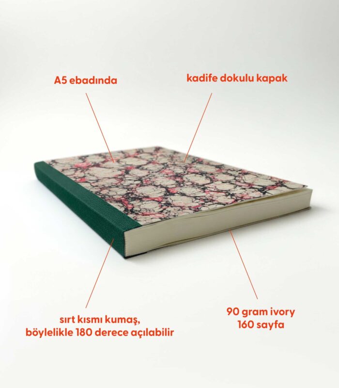 Ebru Desenli Sırtı Bez Ciltli Defter No: AE07 - Görsel 2