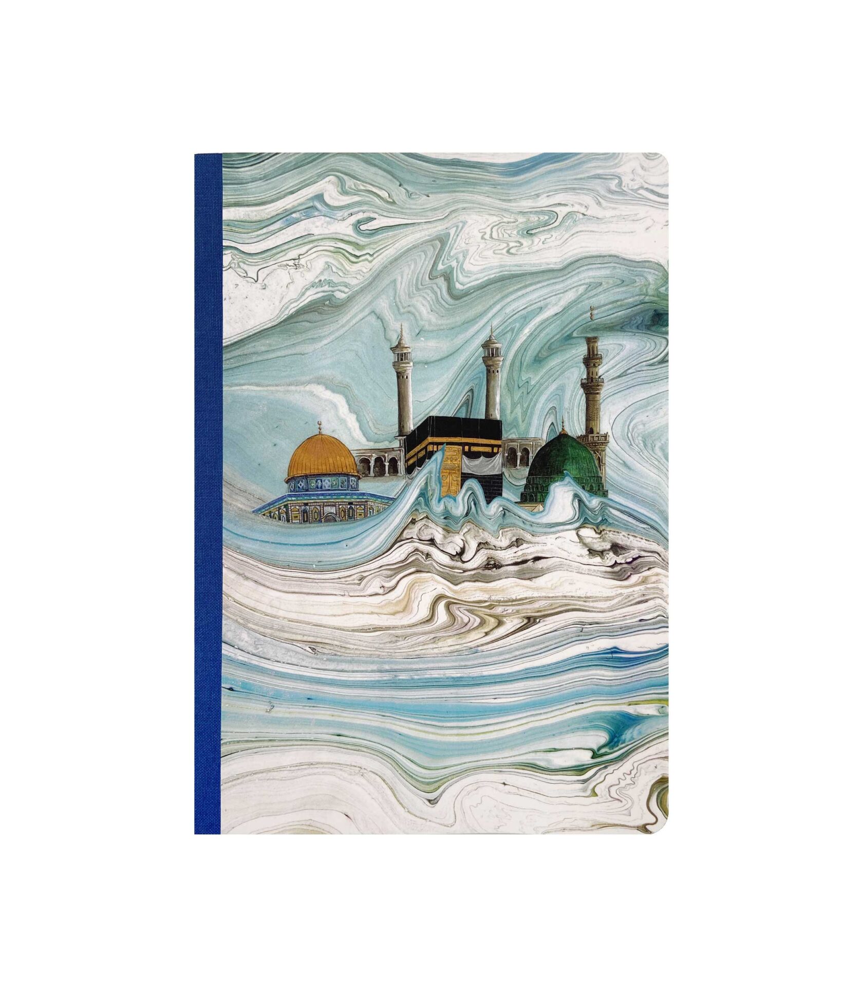 BZN628 Ebru Desenli Sırtı Bez Ciltli Defter No: AE08 - Görsel 1