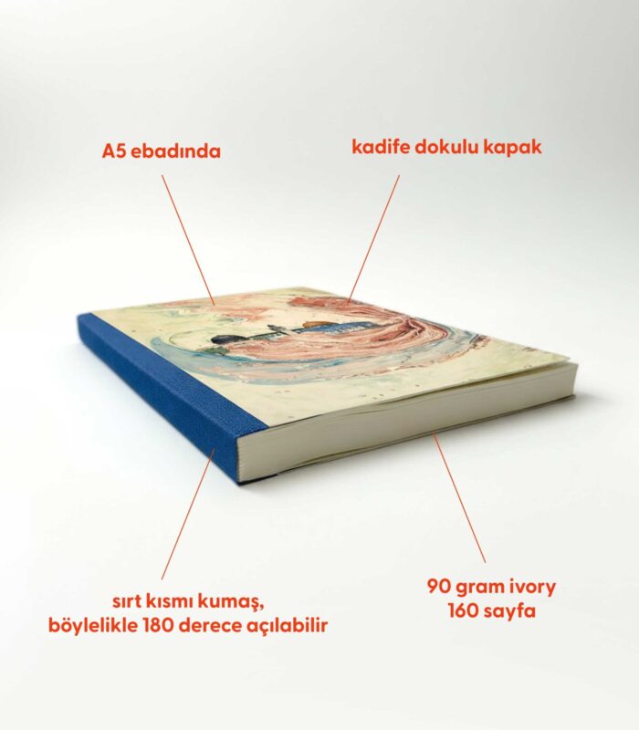Ebru Desenli Sırtı Bez Ciltli Defter No: AE09 - Görsel 2