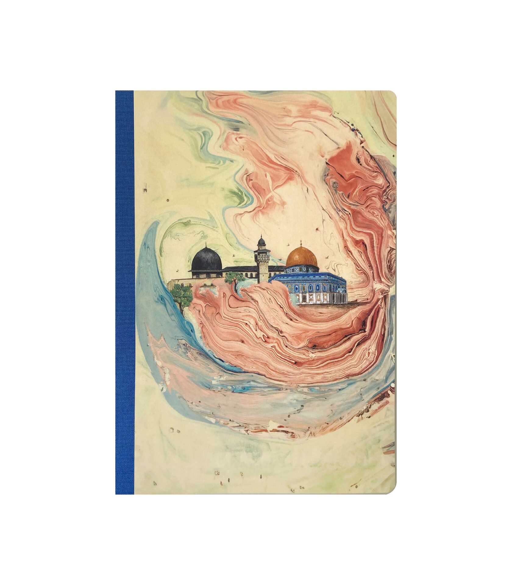 BZN629 Ebru Desenli Sırtı Bez Ciltli Defter No: AE09 - Görsel 1