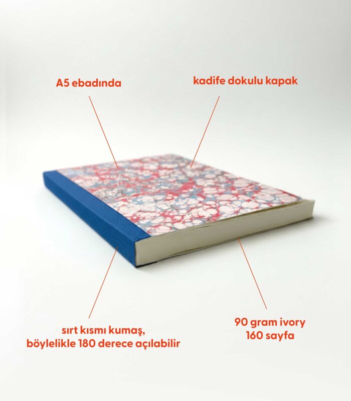 Ebru Desenli Sırtı Bez Ciltli Defter No: AE10 - Görsel 2