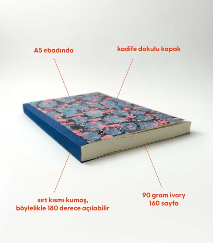 Ebru Desenli Sırtı Bez Ciltli Defter No: AE11 - Görsel 2