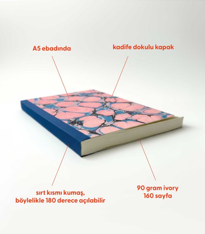 Ebru Desenli Sırtı Bez Ciltli Defter No: AE12 - Görsel 2