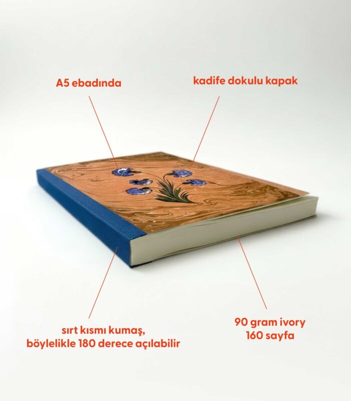 Ebru Desenli Sırtı Bez Ciltli Defter No: AE13 - Görsel 2