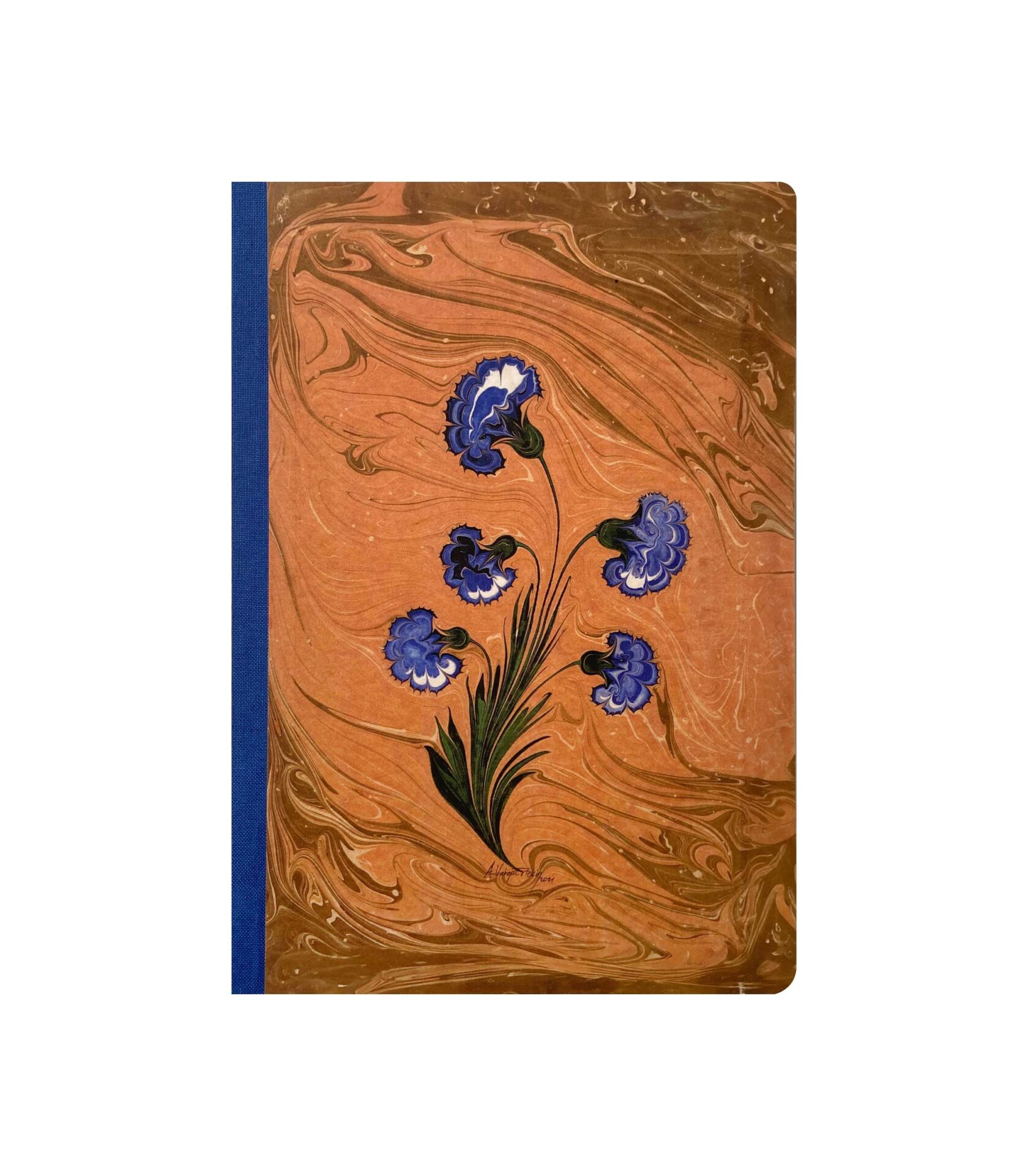 BZN633 Ebru Desenli Sırtı Bez Ciltli Defter No: AE13 - Görsel 1