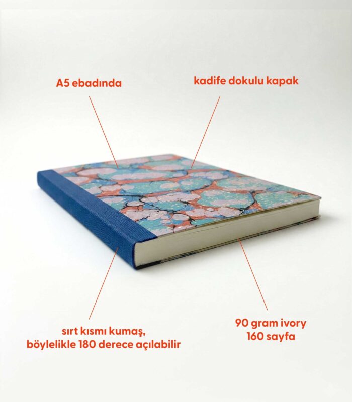 Ebru Desenli Sırtı Bez Ciltli Defter No: AE14 - Görsel 2