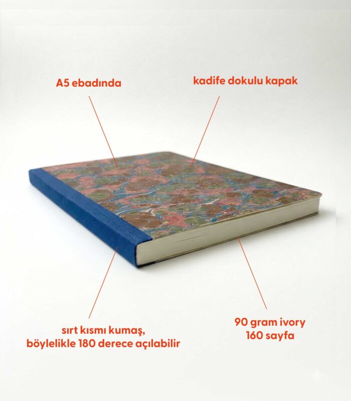 Ebru Desenli Sırtı Bez Ciltli Defter No: AE15 - Görsel 2