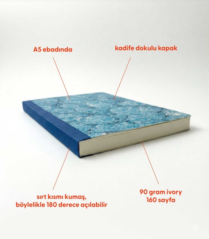 Ebru Desenli Sırtı Bez Ciltli Defter No: AE16 - Görsel 2