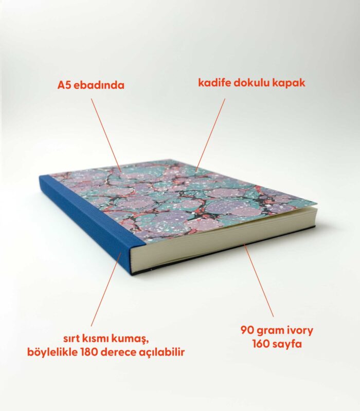 Ebru Desenli Sırtı Bez Ciltli Defter No: AE17 - Görsel 2