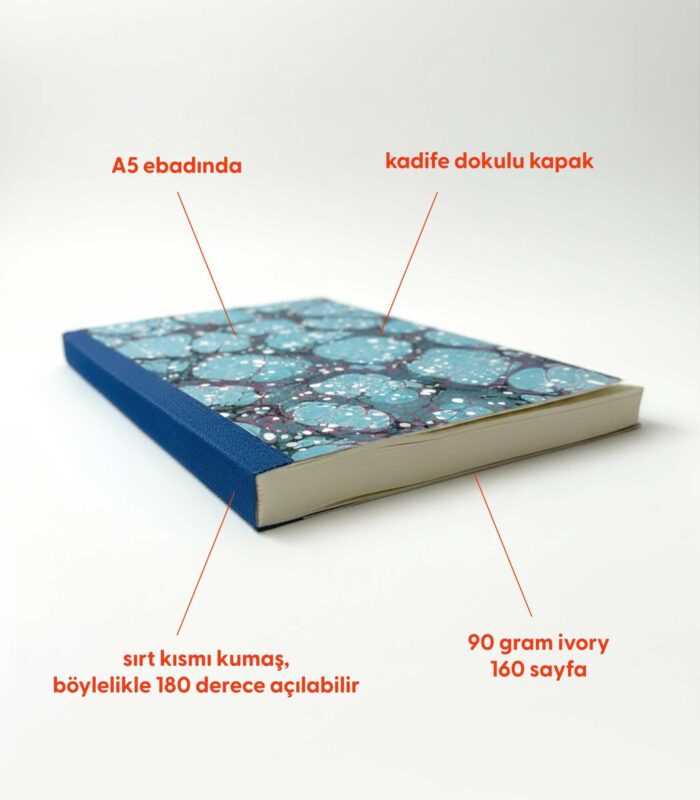 Ebru Desenli Sırtı Bez Ciltli Defter No: AE18 - Görsel 2