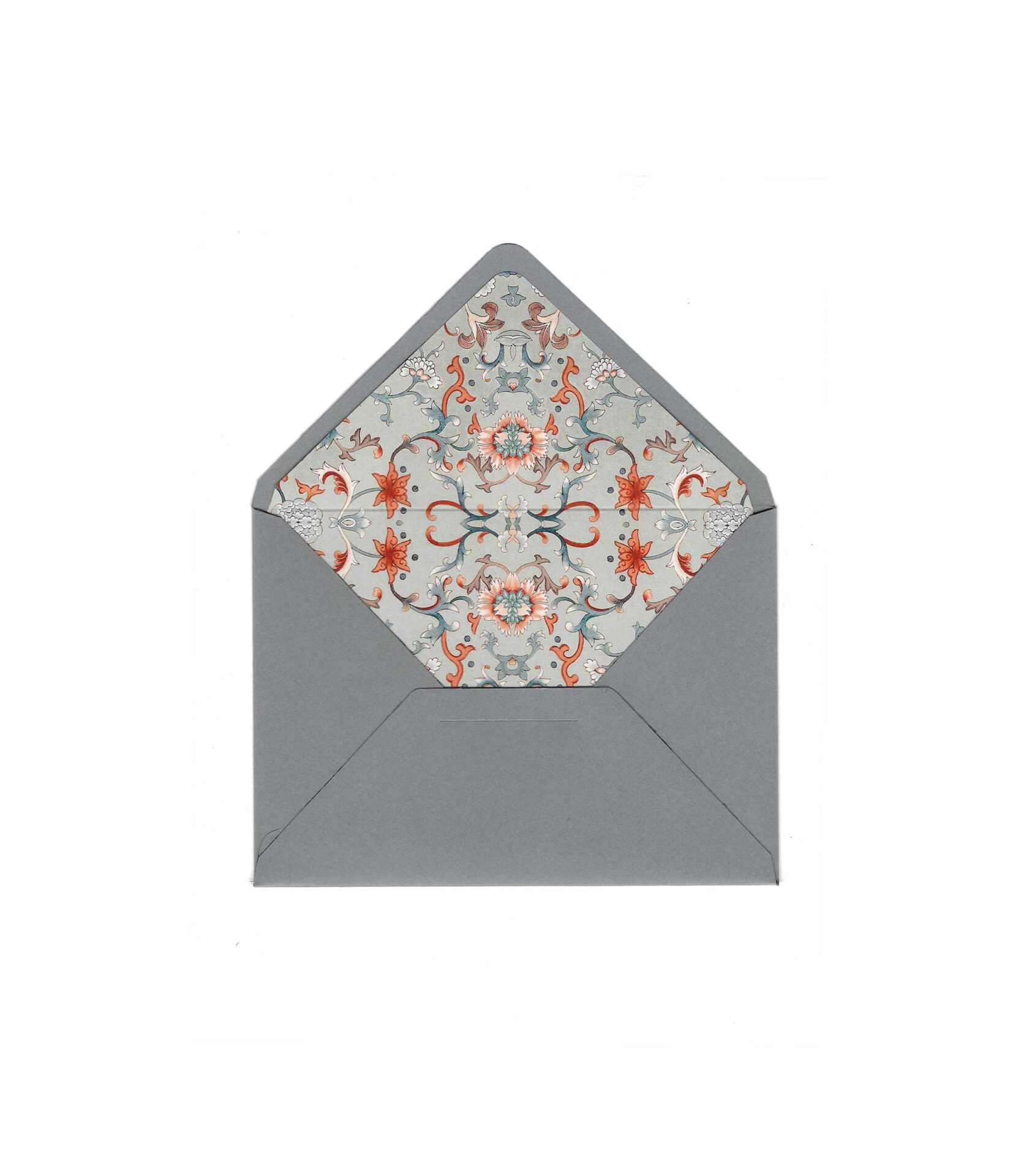 BZN_GRİ_ÇİÇEK Çiçek Desenli Gri Zarf - Görsel 1