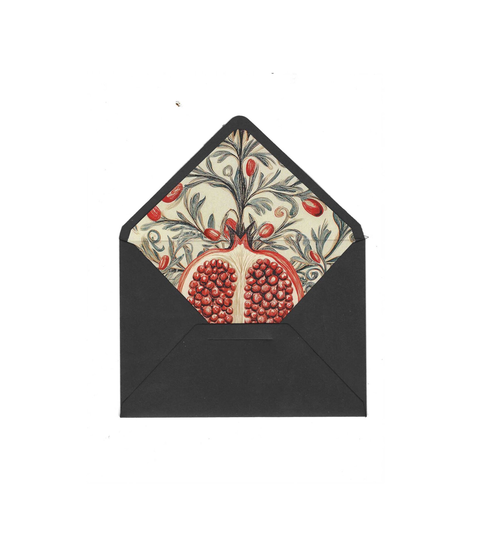 BZN_SİYAH_NAR Nar Desenli Siyah Zarf - Görsel 1